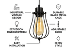 Vintage Cage Small Pendant Hanging Light – Retro Industrial Ceiling Lamp